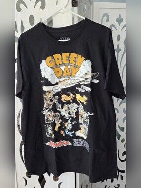 Green Day Dookie Graphic Tee Black Mens L NWOT 90s Punk Rock Band Album T-Shirt
